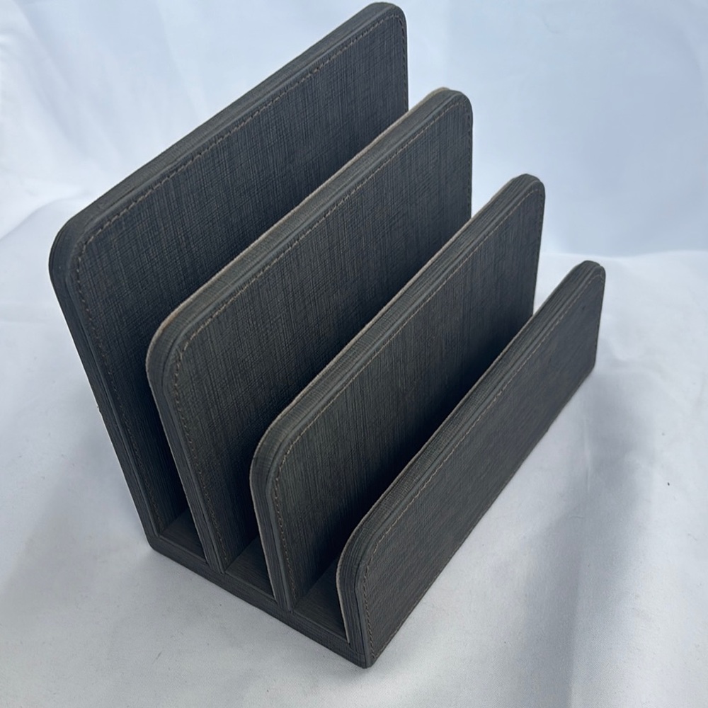 Vintage Levenger Leather Suede Lined Letter Organizer in Slate Grey